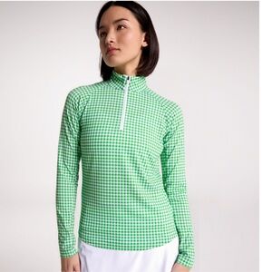 NWT Walter Hagen Women's
Performance 11 UV Suncover 3/4
Zip Green Fusion Gingham